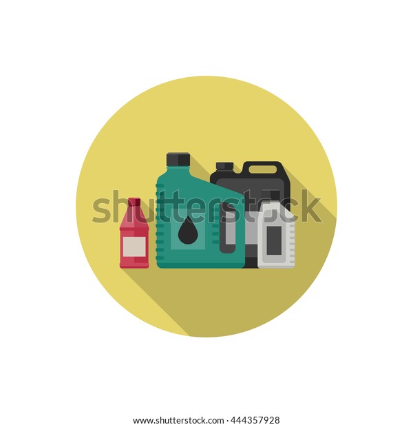 Motor oils icon in flat\
style. Simple illustration of different canisters with engine oil.\
Raster version
