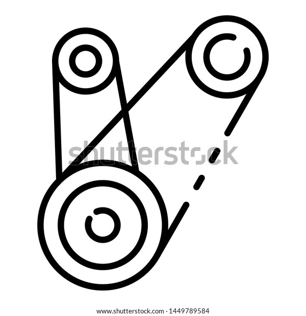 Motor timing belt icon.\
Outline motor timing belt icon for web design isolated on white\
background