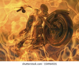 Motorcycle In Flames