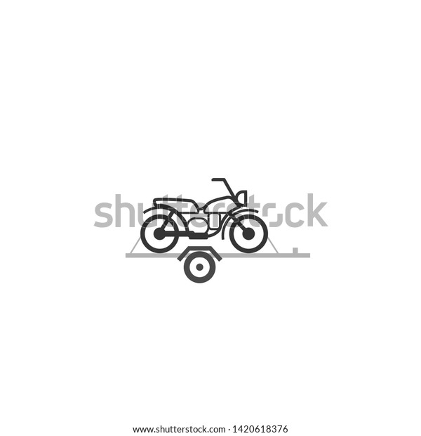 Motorcycle on car trailer icon. Clipart image\
isolated on white\
background
