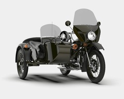 Motorcycle With Sidecar Isolated On Background. 3d Rendering - Illustration