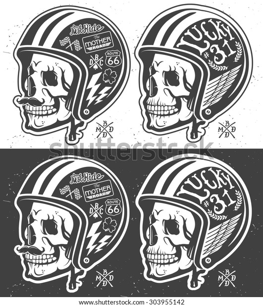 Motorcycle\
Themed handmade drawing helmet with\
skull.