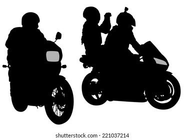 Silhouette Man On Motorcycle On White Stock Vector (Royalty Free) 748835533