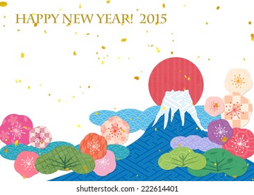 Mount Fuji Collage By Japanese Pattern Stock Illustration 222614401 ...