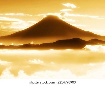 Mount Fuji Sunrise 3d Illustration