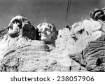 MOUNT RUSHMORE-The mountain under construction with Jefferson almost completed 1937
