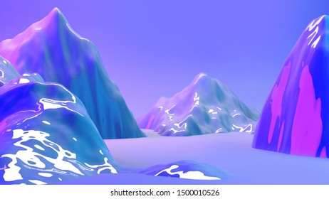 Mountain 3d Landscape Illuminated Neon Pink Stock Illustration 1500010526