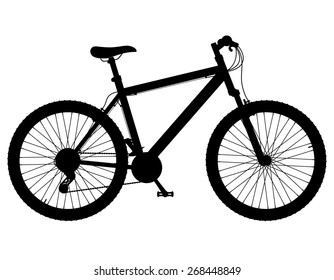 Mountain Bike With Gear Shifting Black Silhouette Illustration Isolated On White Background