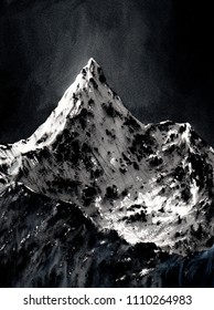 Mountain with dark sky