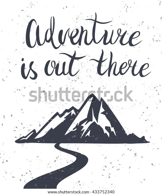 Mountain Hand Drawn Lettering On Texture Stock Illustration 433752340