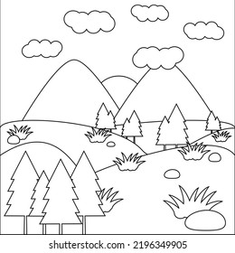Mountain Illustration Children Coloring Book Mountain Stock ...