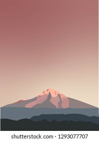 Mountain, Illustration, Mt. Hood, Sunset, Background, Snow, Soft, Pink