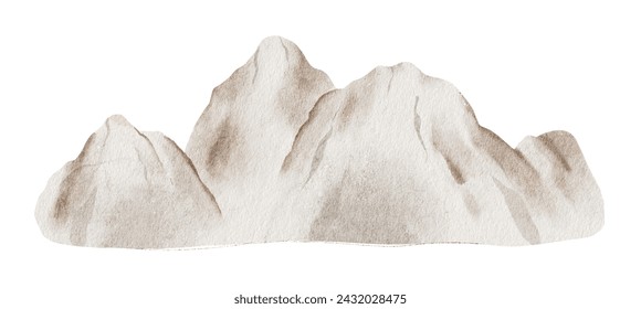 Mountain range. Isolated hand drawn watercolor illustration. A clipart of Mountain landscape children's invitation cards, baby shower, decoration of kid's rooms - Powered by Shutterstock