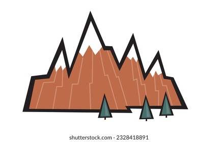 Mountain Range with Pine Trees