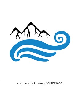 Mountain And Sea Or River, Logo Illustration