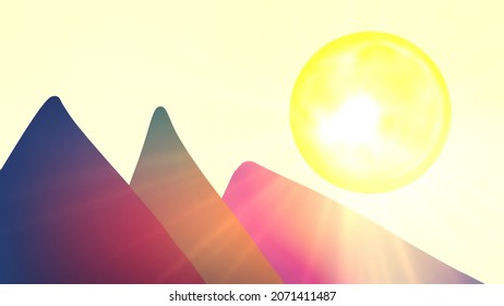 Mountain Silhouette Illustration Background Sun Shining Bright New Day Morning