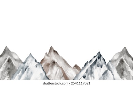 Mountaineering Watercolor horizon invitation. Hand drawn of mountain range background on for greeting cards or invitations on tourism. Framework on Climbing for cards backpacking. - Powered by Shutterstock