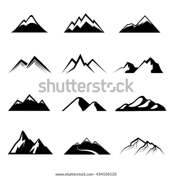 Mountains Black Icons Stock Illustration 434106520