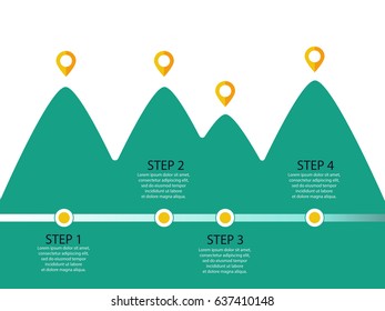 Mountains Silhouette Timeline Four Steps Diagram. 