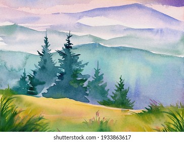 11,598 Watercolor mountain sunset Images, Stock Photos & Vectors ...