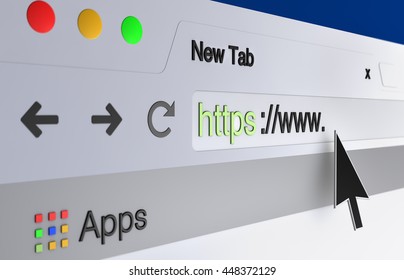 Mouse Arrow Pointing The Url In The Web Browser Address Bar.