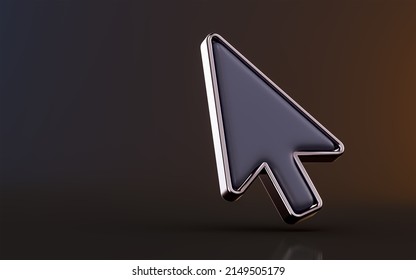 Mouse Click Arrow Pointer Icon On Dark Background 3d Render Concept For Select Mark And Using Symbol