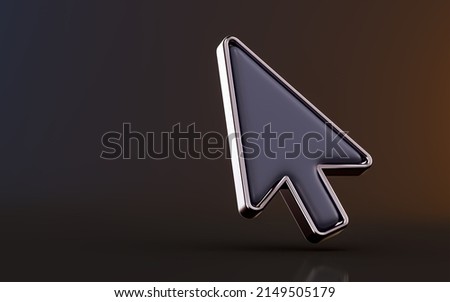 Mouse Click arrow Pointer icon on dark background 3d render concept for select mark and using symbol