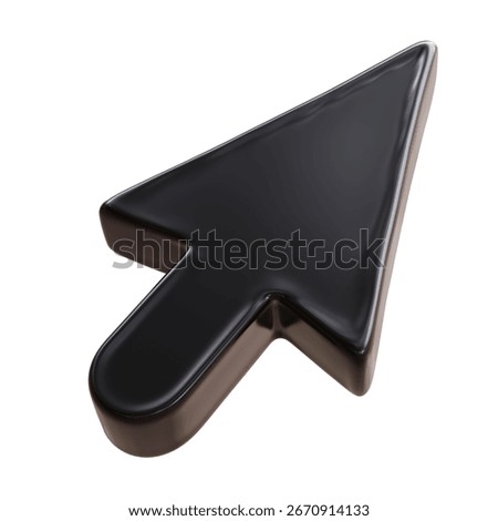 Mouse cursor black arrow isolated on white, Computer click pointer icon, 3d render