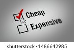 Mouse Cursor Checking Cheap Checkbox Marking Survey Option on White  Background. 3D illustration
