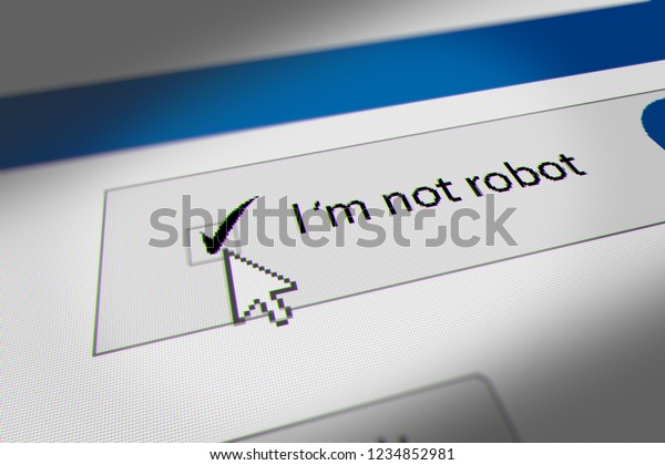 I M Robot チェックボックスをクリックして マウスカーソルをcaptchaにします 3dイラスト のイラスト素材