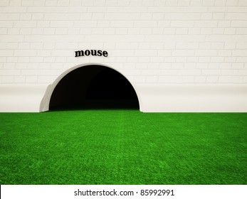 Mouse Hole In A White Wall In Room