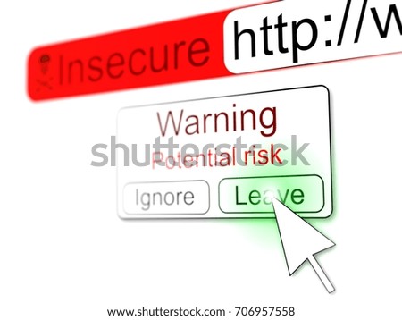 Mouse pointer clicking leave button on a insecure http website warning popup