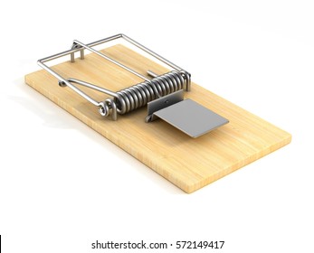 mousetrap on white background. Isolated 3D image