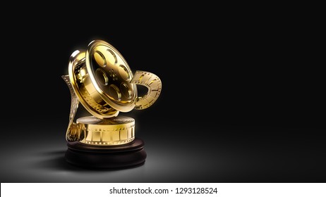 Movie Award Statue On A Dark Background / 3D Rendering