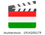 Movie clapperboard with Hungarian flag, film industry concept. 3D rendering isolated on white background