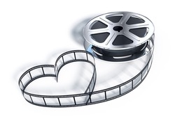Movie Films Spool With Heart Shaped Film