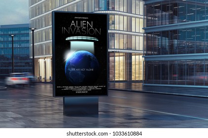 movie poster billboard on the street 3d rendering - Powered by Shutterstock