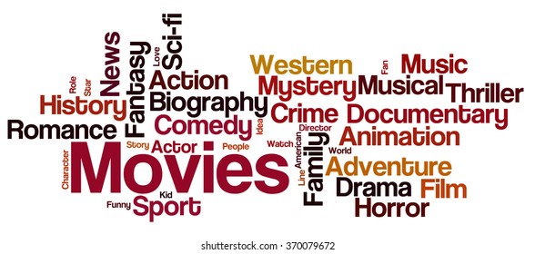 Movies Word Cloud Movies Typography Background Stock Illustration ...