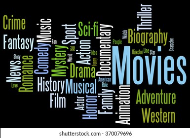 Movies Word Cloud Movies Typography Background Stock Illustration ...