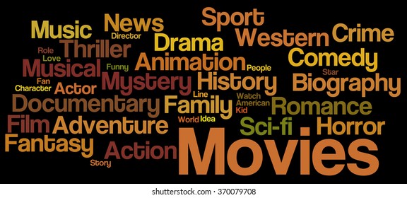 Movies Word Cloud Movies Typography Background Stock Illustration ...