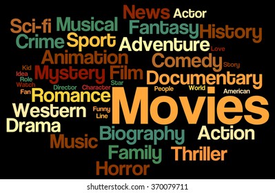 Movies Word Cloud Movies Typography Background Stock Illustration ...