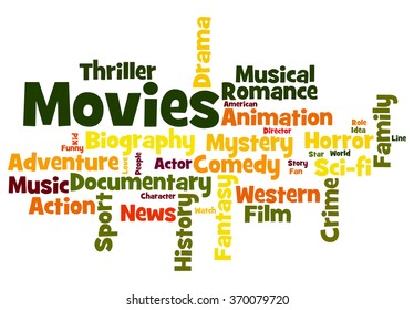 Movies Word Cloud Movies Typography Background Stock Illustration ...