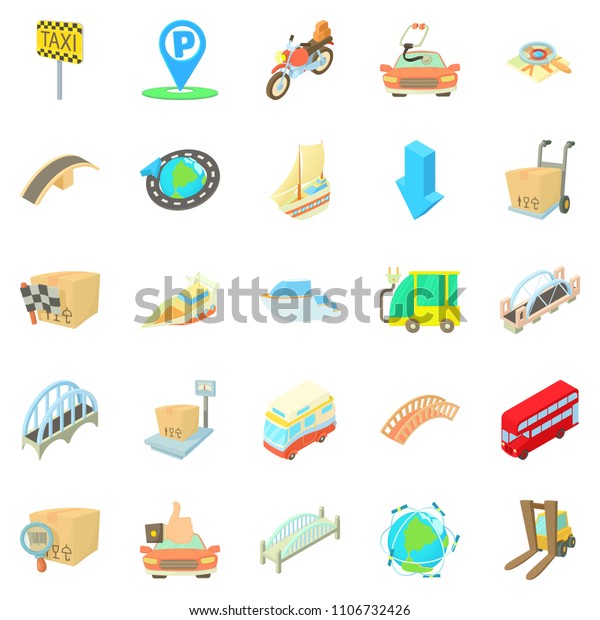 Moving\
to another country icons set. Isometric set of 25 moving to another\
country icons for web isolated on white\
background