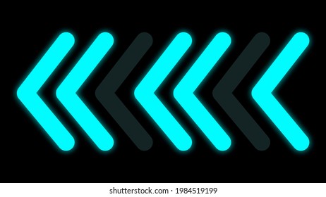 Moving And Blinking Two Arrow Changing Direction With Neon Glow LED Style On Black Background