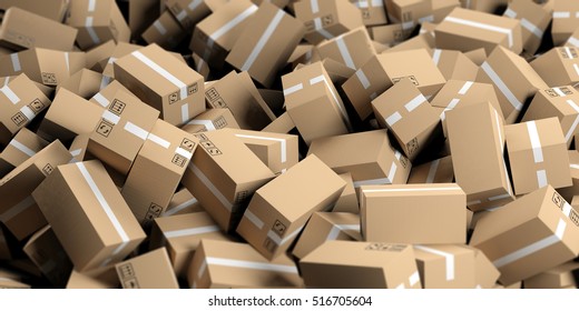 Moving boxes background. 3d illustration
