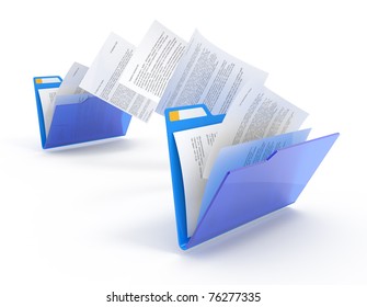 Moving Documents Between Folders. 3d Illustration.