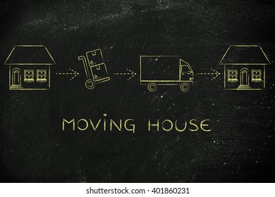 moving house: packing boxes from the old house for the movers to deliver them at the new house