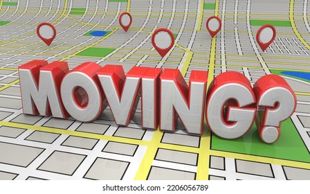 Moving Map Relocate New Home House Location Word 3d Illustration