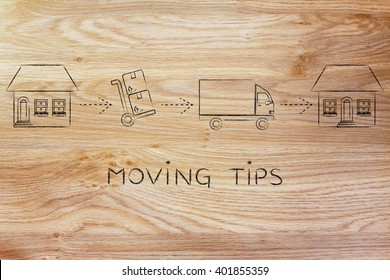 moving tips: packing boxes from the old house for the movers to deliver them at the new house