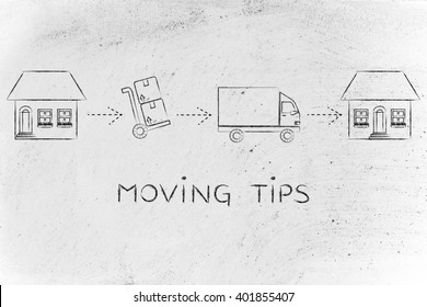 moving tips: packing boxes from the old house for the movers to deliver them at the new house